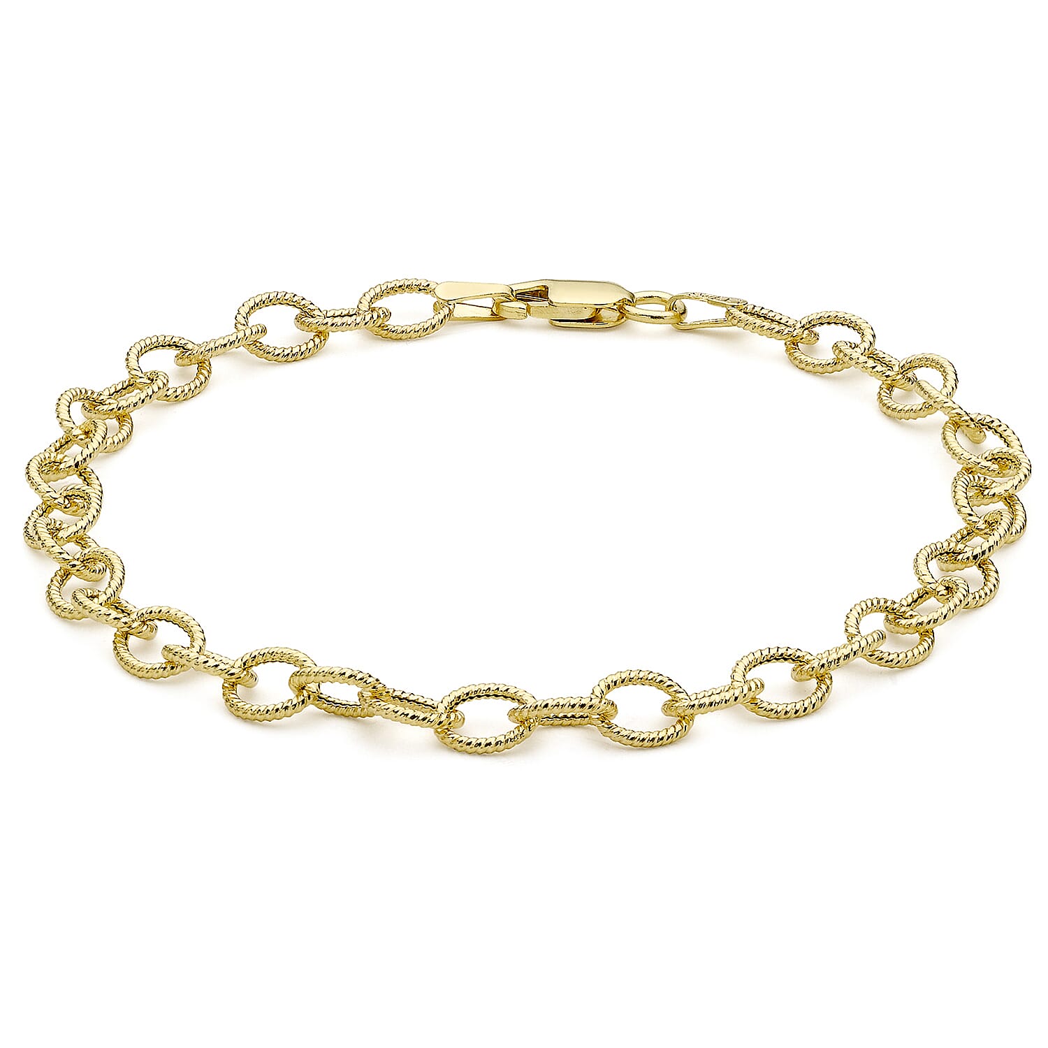 9K Yellow Gold Textured Belcher Bracelet 7.5 Inch