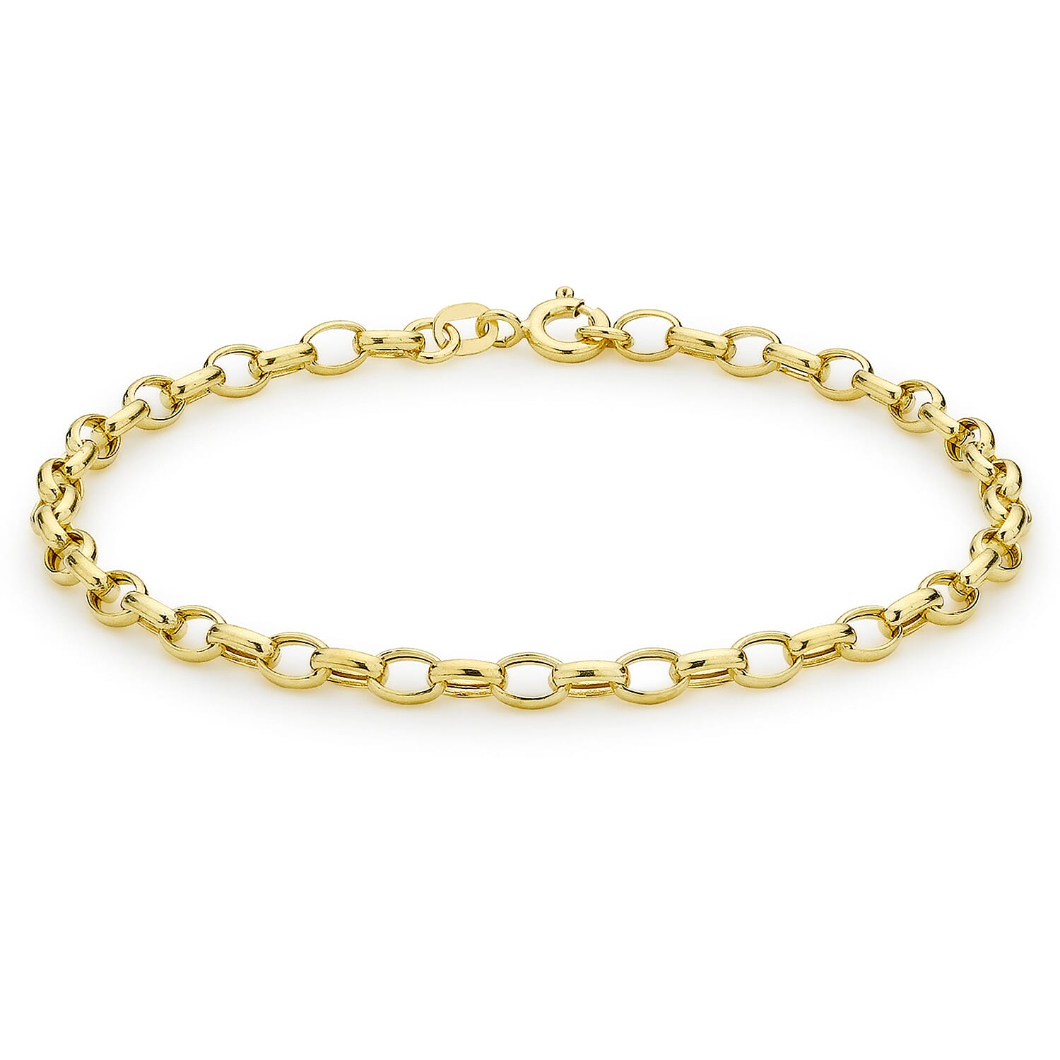 9K Yellow Gold Hollow Oval Belcher Bracelet 7.5 Inch