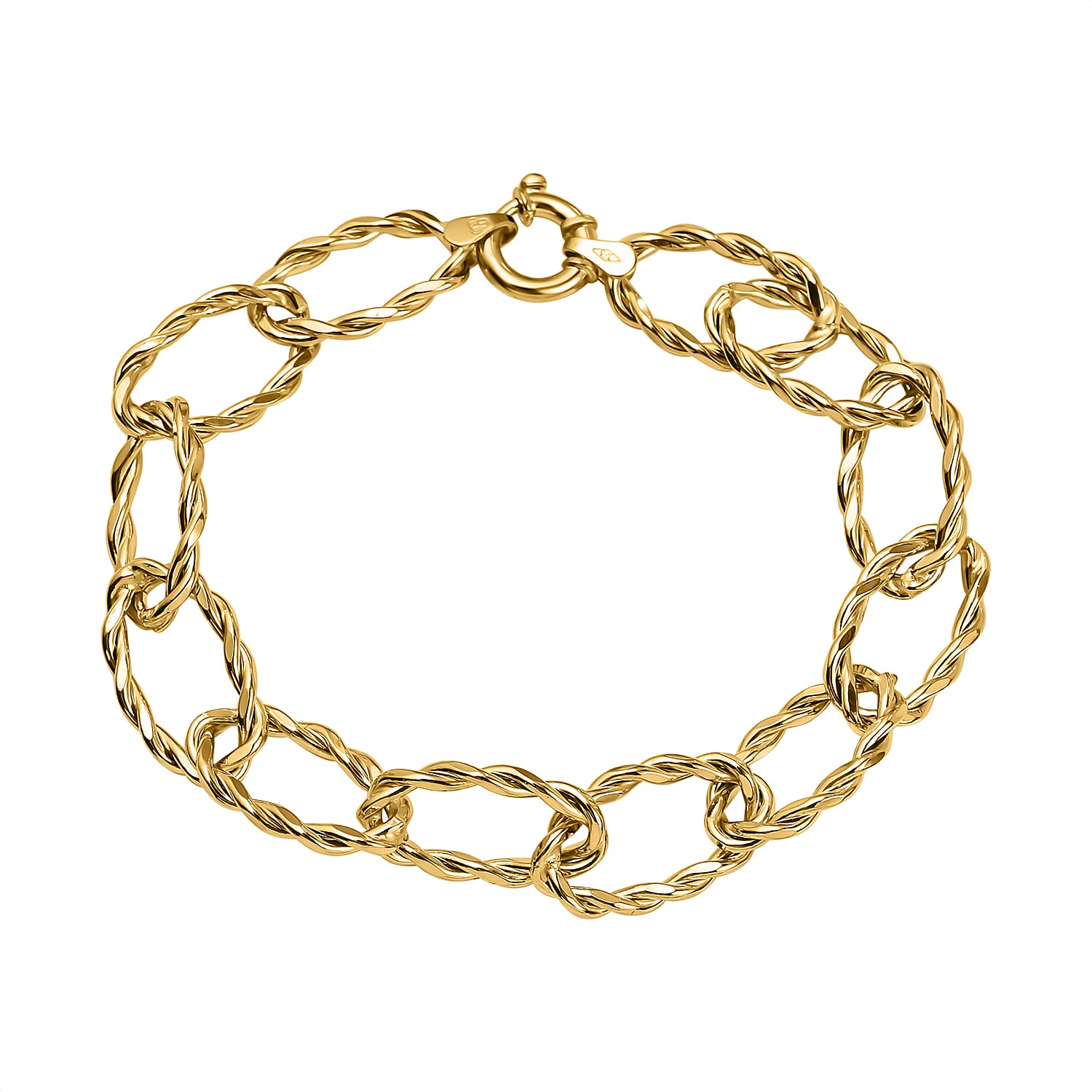 9K Yellow Gold Twisted Link Rope Bracelet 7.5 Inch