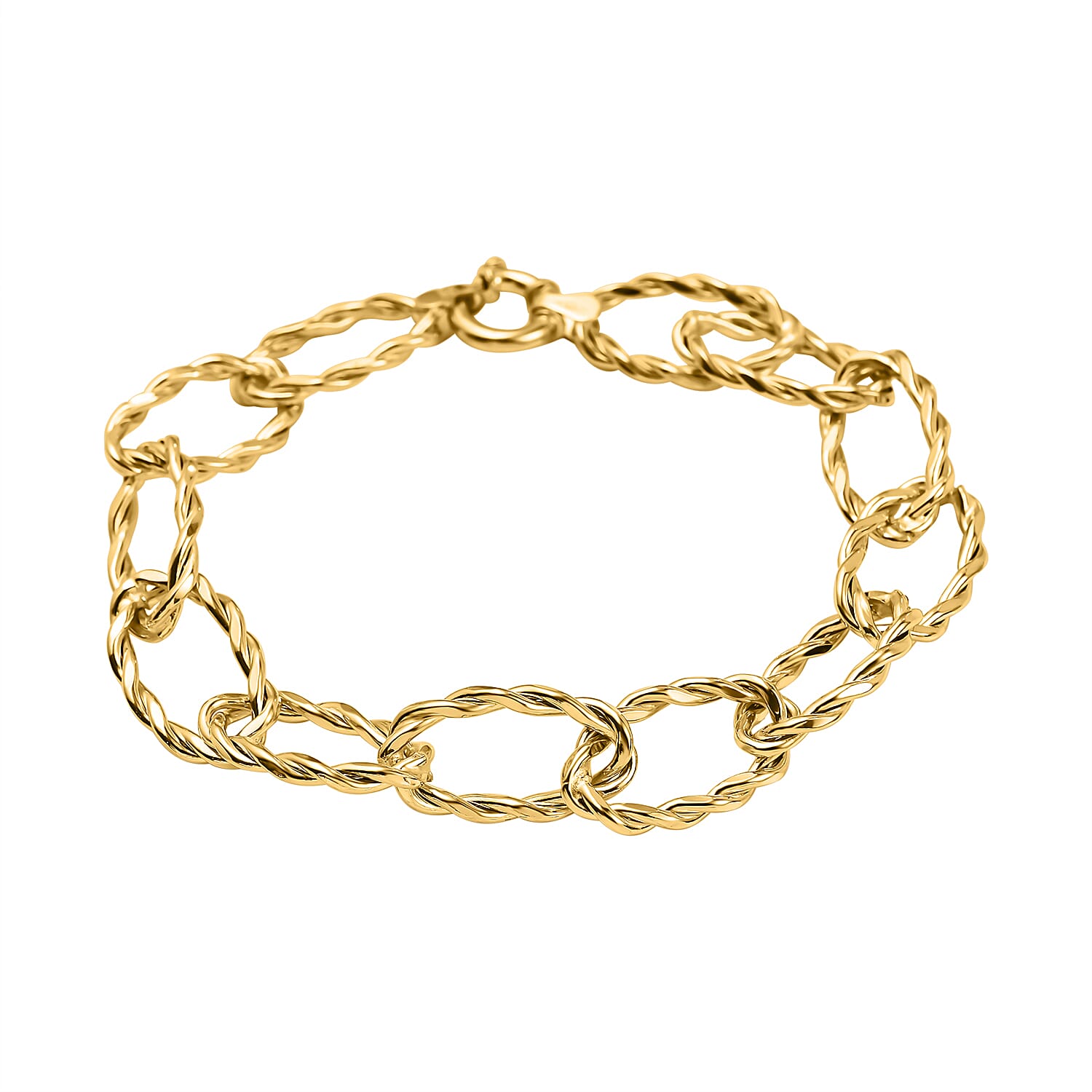 9K Yellow Gold Twisted Link Rope Bracelet 7.5 Inch