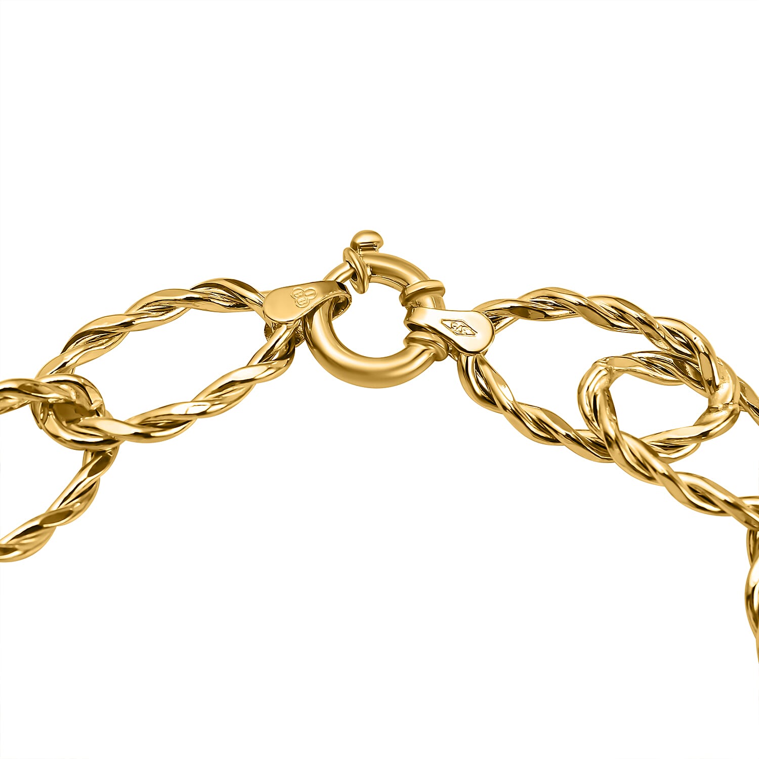 9K Yellow Gold Twisted Link Rope Bracelet 7.5 Inch