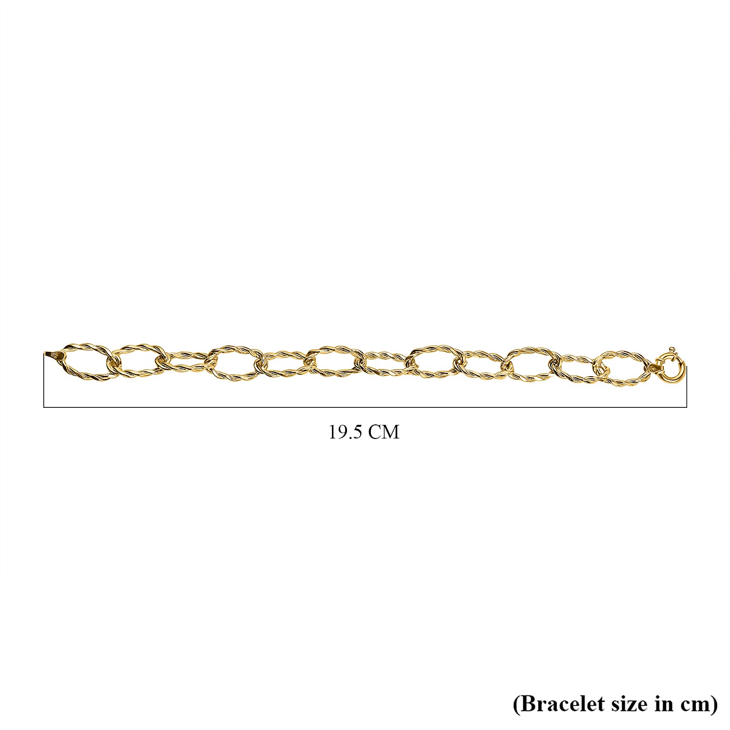 9K Yellow Gold Twisted Link Rope Bracelet 7.5 Inch