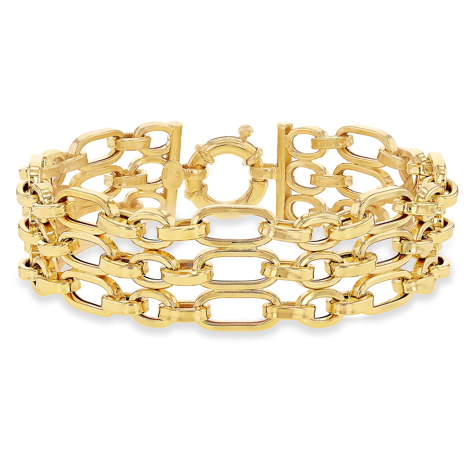 9K Yellow Gold 3 Strand Figaro Bracelet 8 Inch