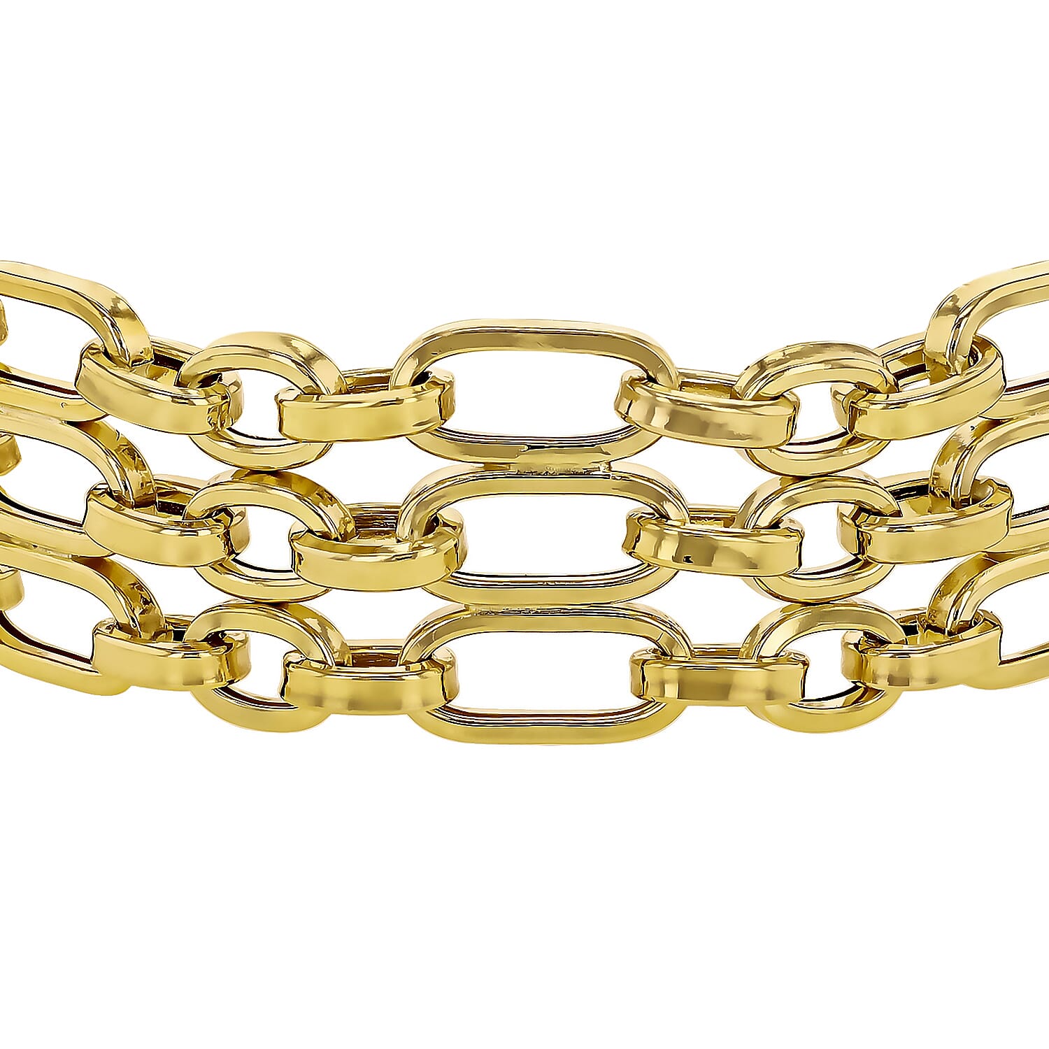 9K Yellow Gold 3 Strand Figaro Bracelet 8 Inch