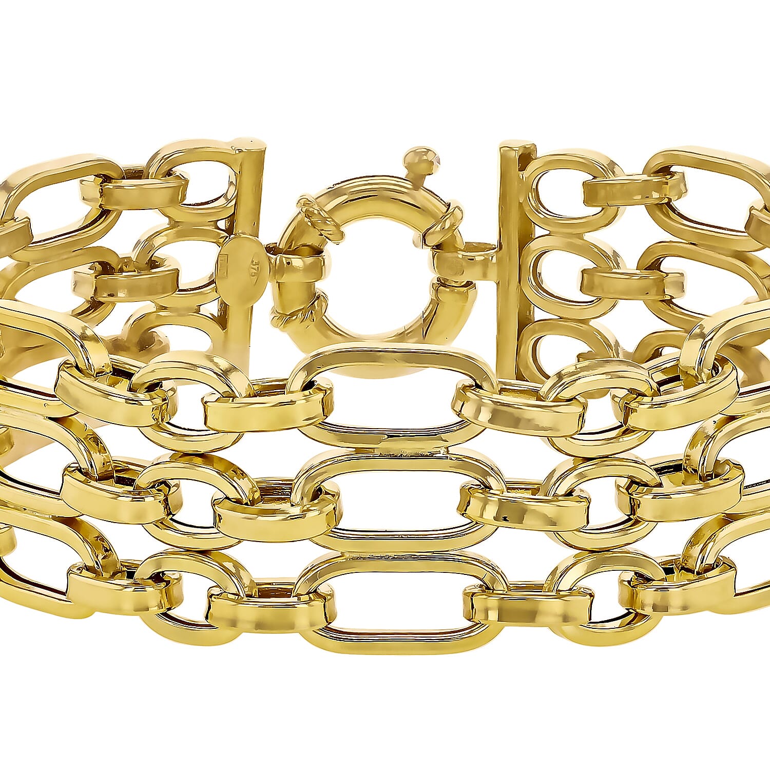 9K Yellow Gold 3 Strand Figaro Bracelet 8 Inch