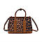 Genuine Leather Cheetah Crossbody Bag - Beige
