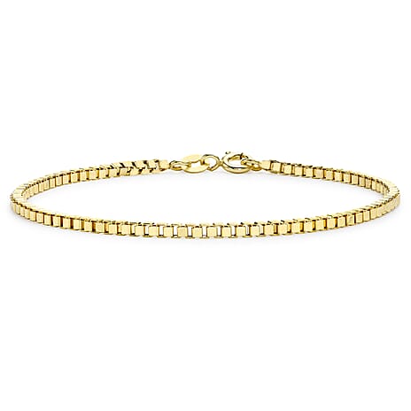 9K Yellow Gold Hollow Box Bracelet 7.5 Inch