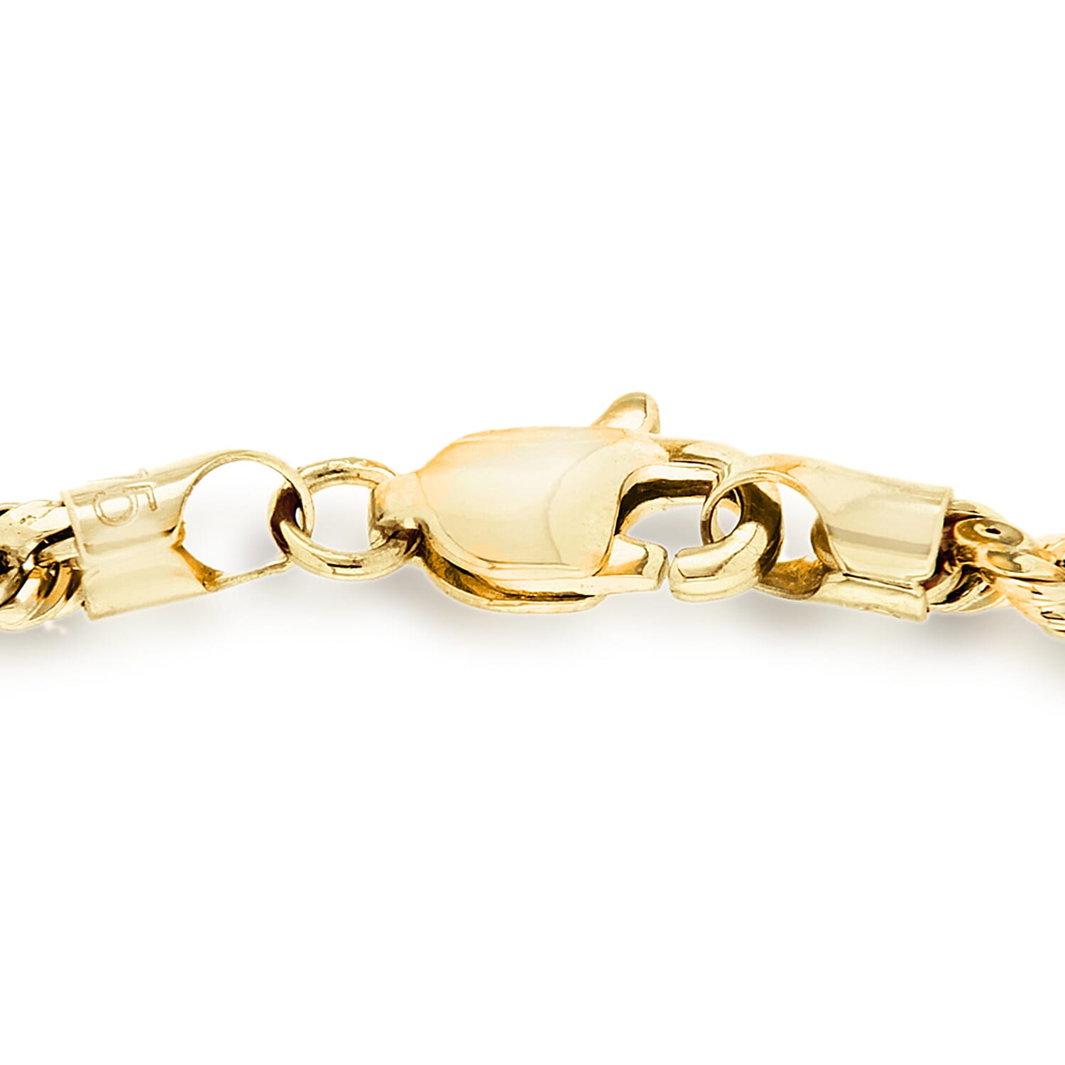 9K Yellow Gold Hollow Diamond Cut Rope Bracelet 7 Inch