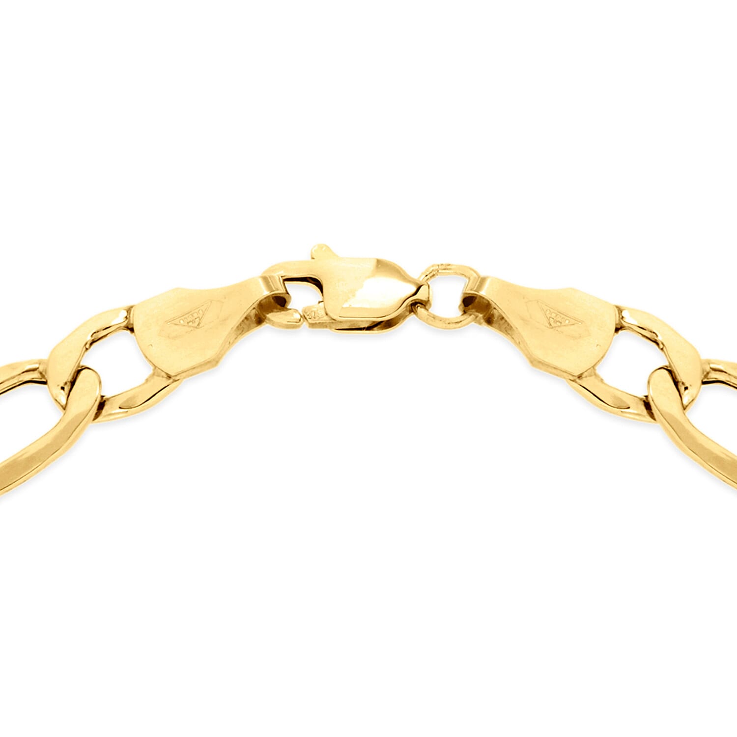 9K Yellow Gold 6mm Hollow Diamond Cut Figaro Bracelet 8.2 Inch