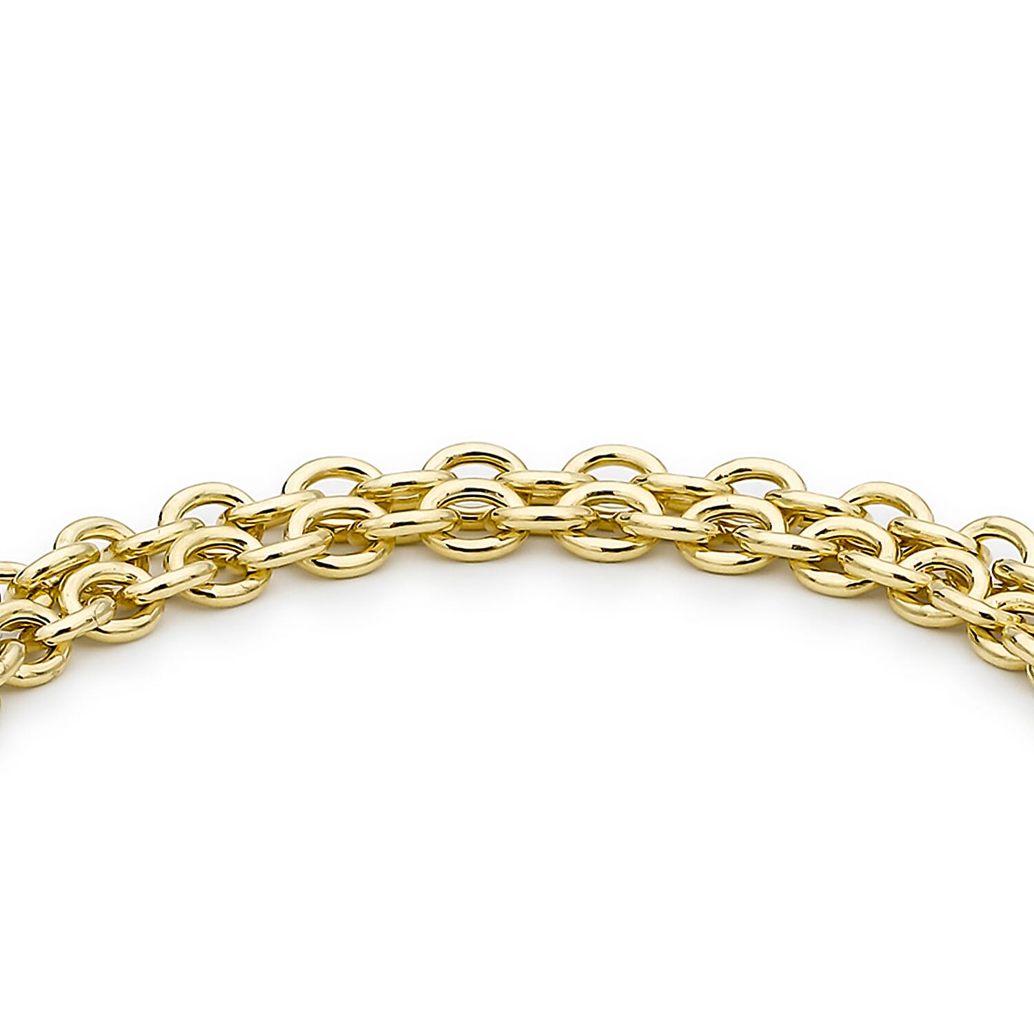 9K Yellow Gold 16.5mm X 18mm Heart 2 Strand Belcher Chain T Bar Bracelet 7.5 Inch