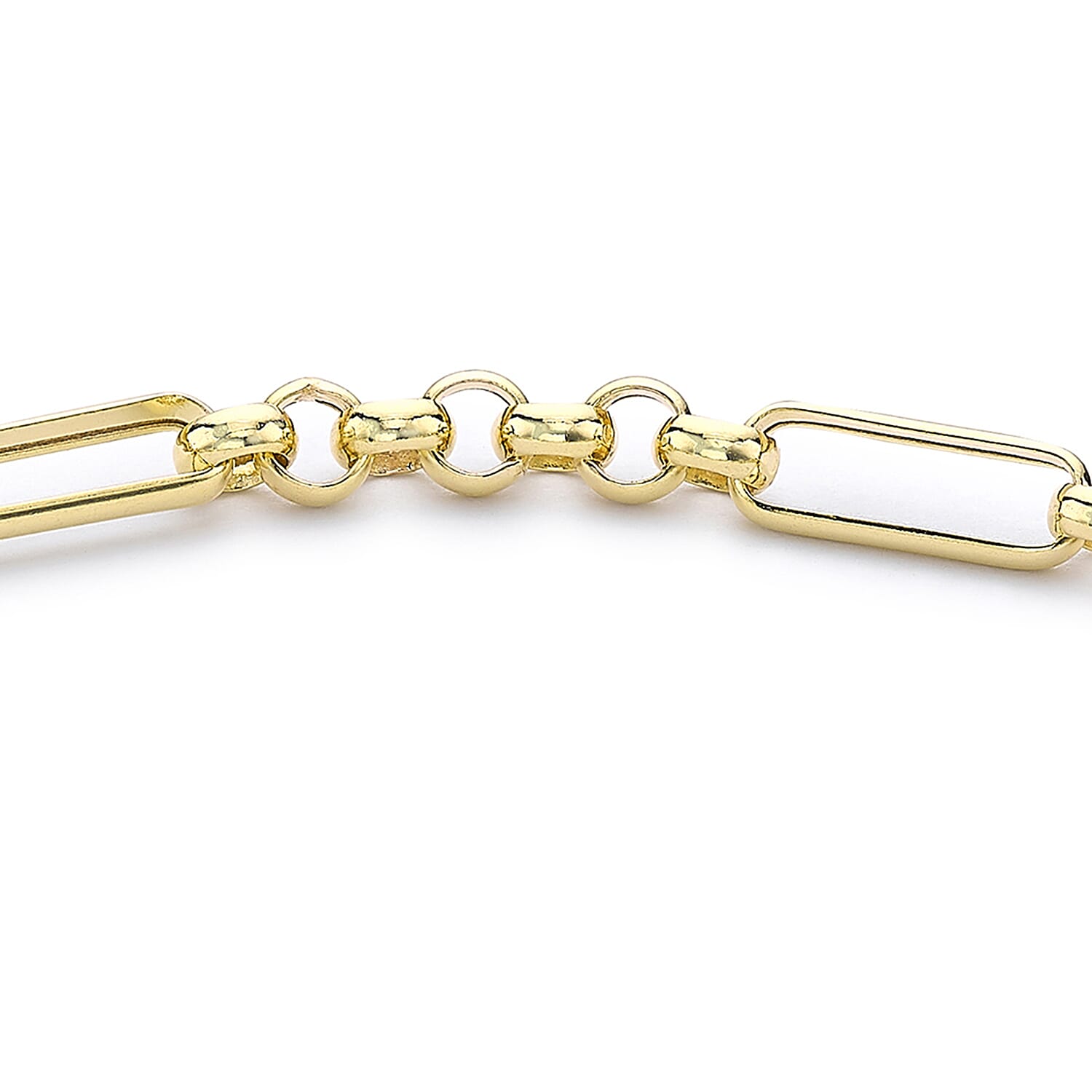 9K Yellow Gold 25mm X 1.5mm T Bar Figaro Belcher Chain Albert Clasp Bracelet 7.5 Inch