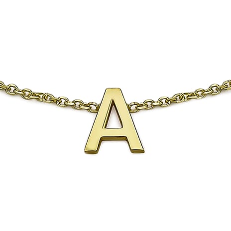 9K Yellow Gold 4mm X 4.5mm 'A' Initial Adjustable Bracelet 6 to 7.2 Inch