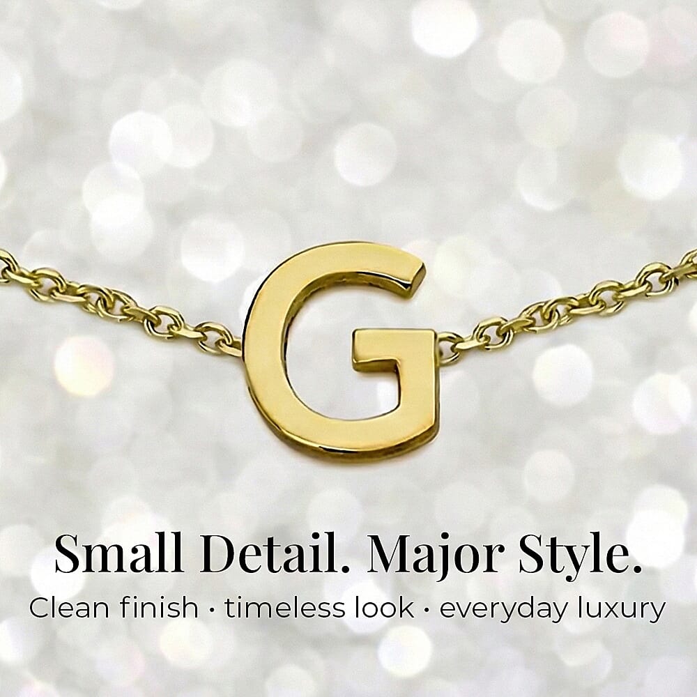 9K Yellow Gold 4.5mm X 5mm 'G' Initial Adjustable Bracelet 6 to 7.2 Inch