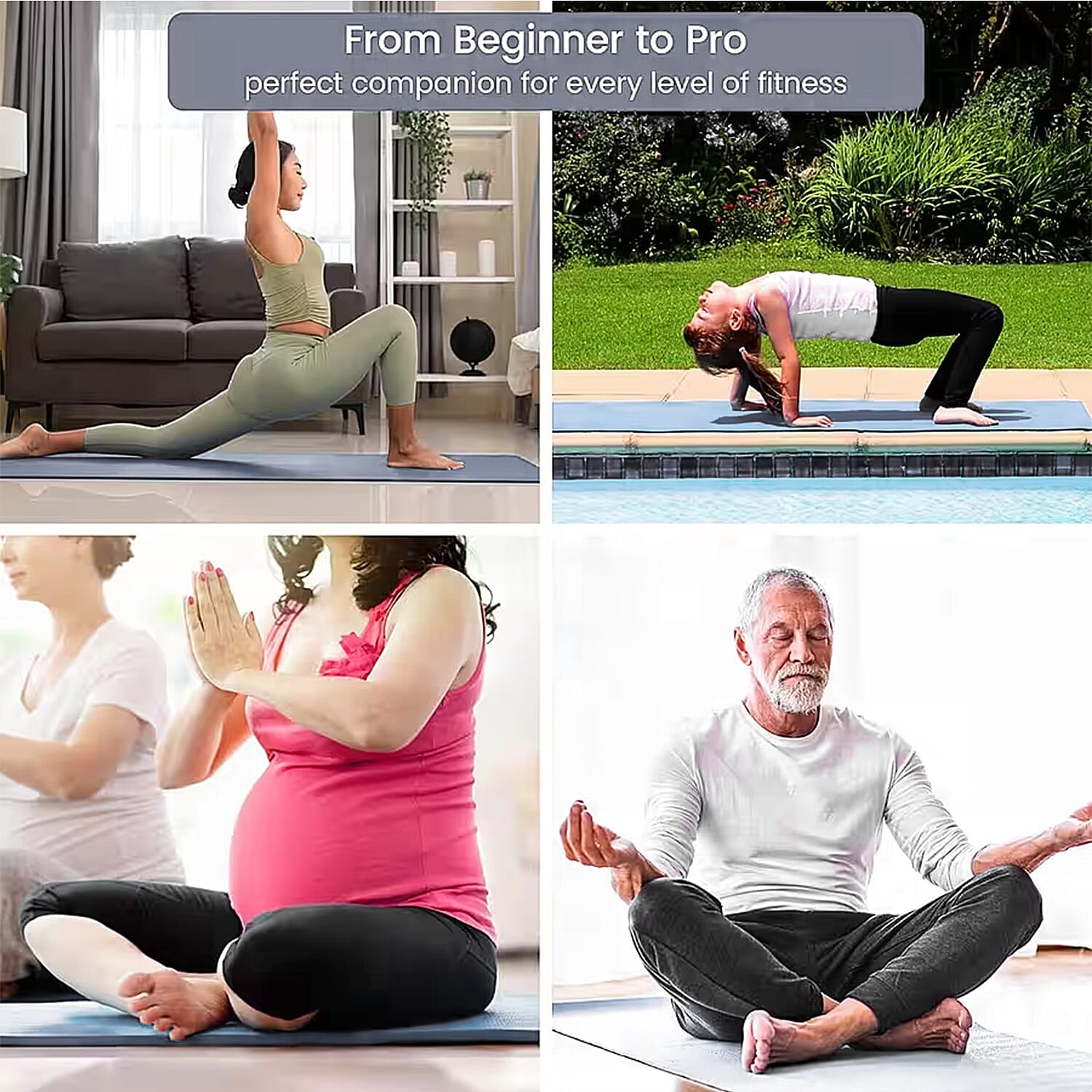 Soul Smart NBR Yoga Mat Non Slip Exercise - Pilates Mat with Carrying Strap (Size 188x61 cm) - Grey