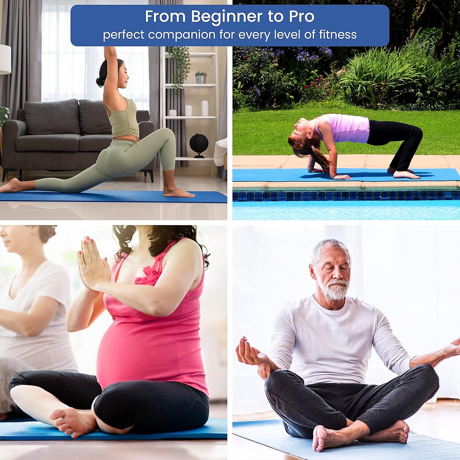 NBR Yoga Mat with Strap (188x61 cm) - Lime Green