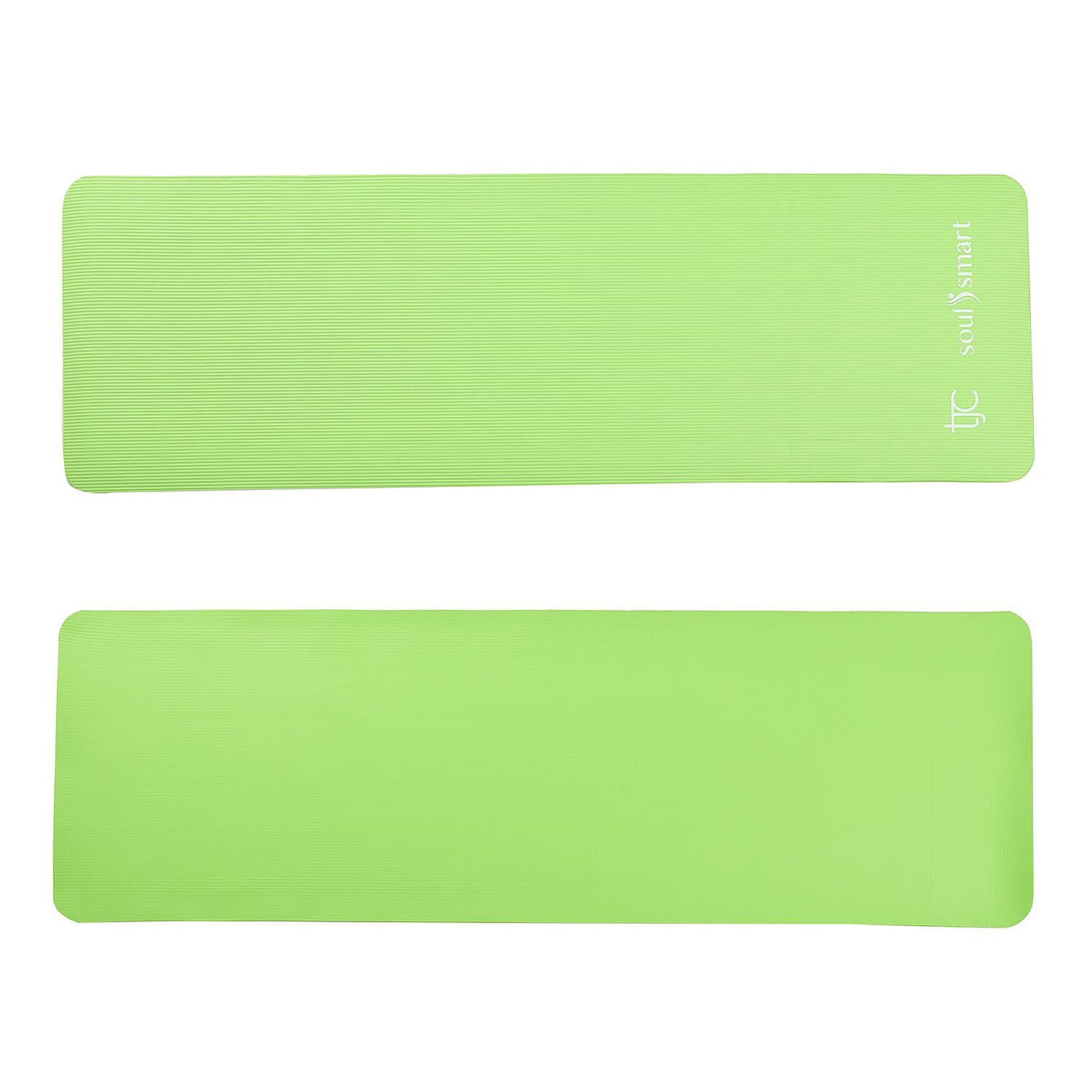 NBR Yoga Mat with Strap (188x61 cm) - Lime Green