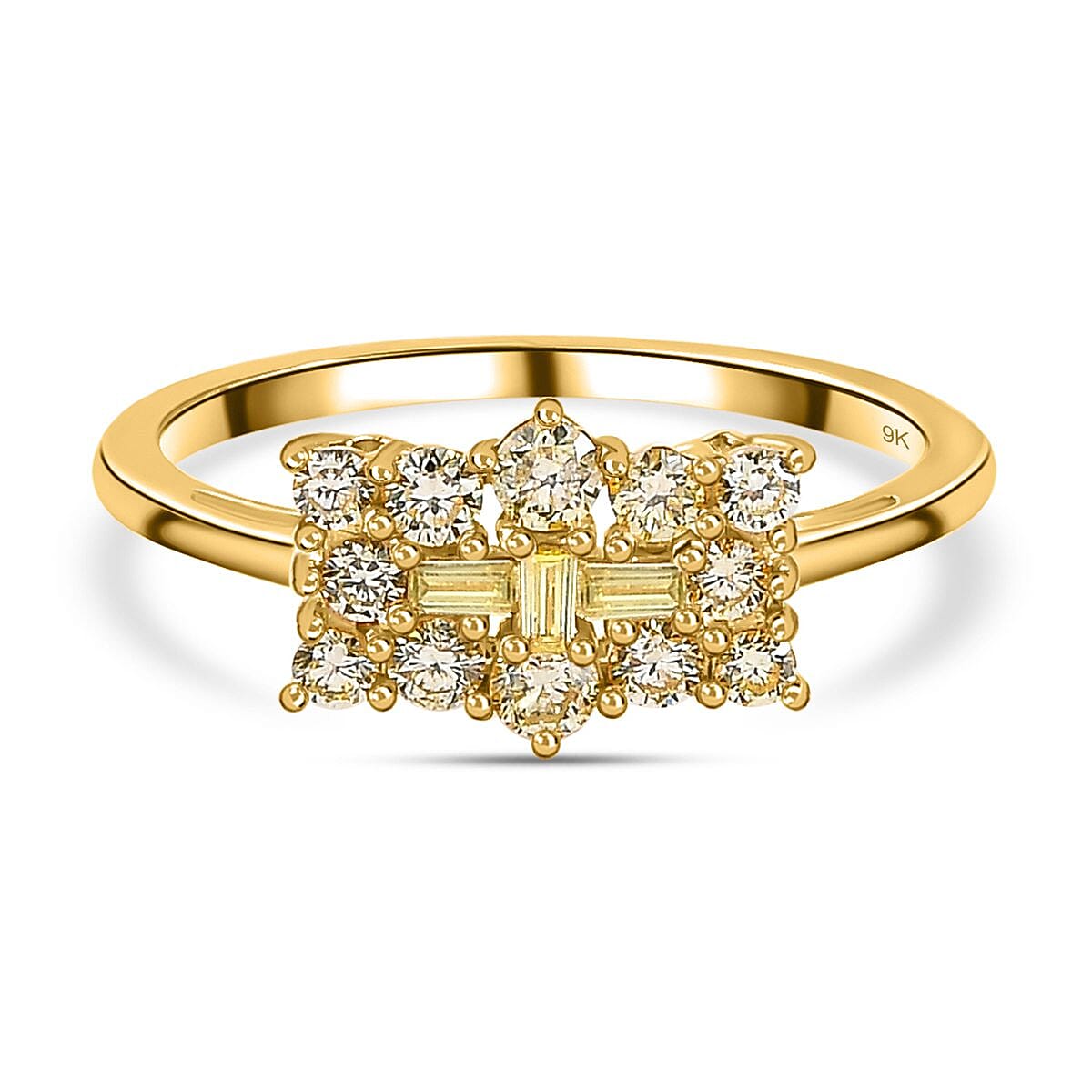 9K Yellow Gold SGL Certified Natural Yellow Diamond Boat Ring 1.00 Ct.