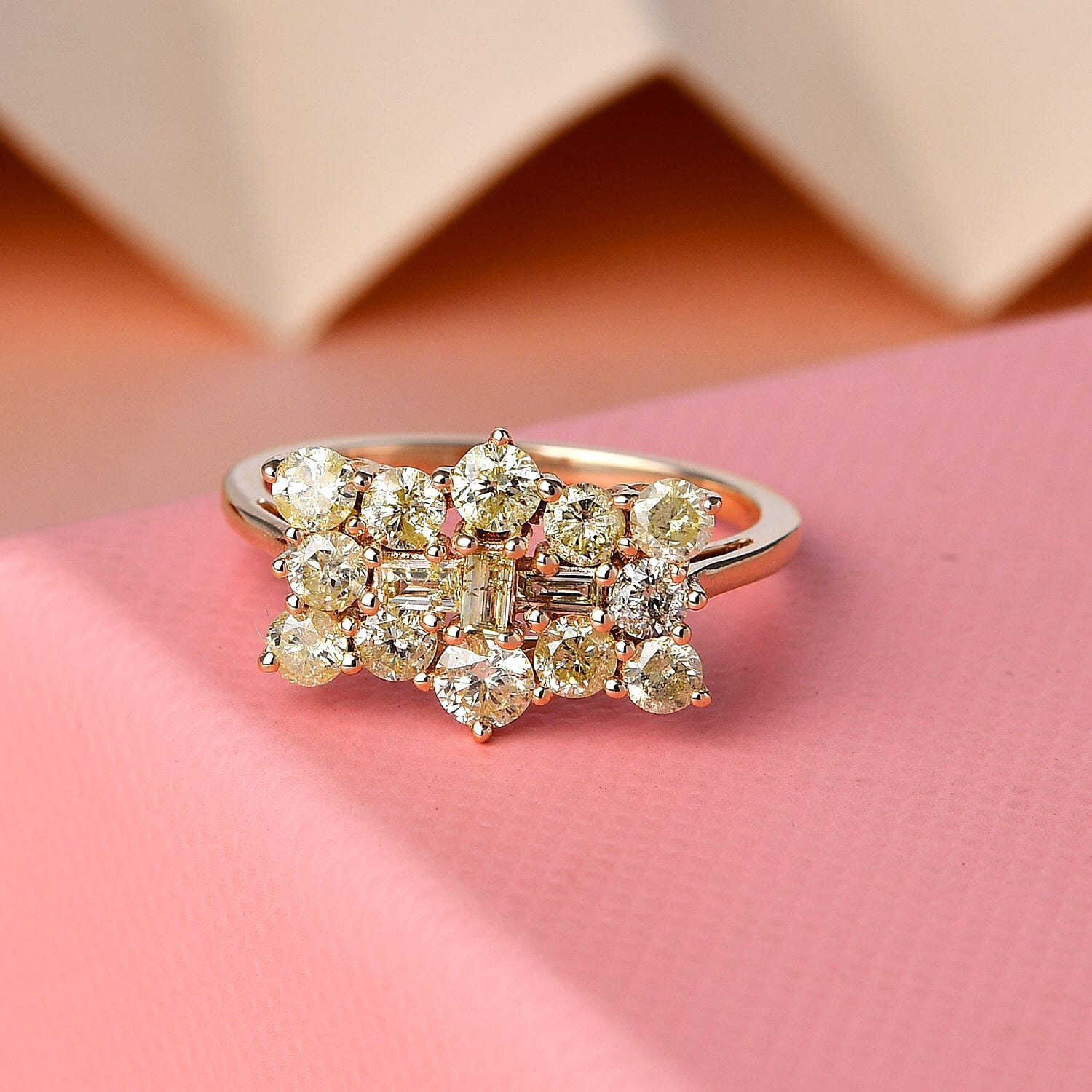 9K Yellow Gold SGL Certified Natural Yellow Diamond Boat Ring 1.00 Ct.