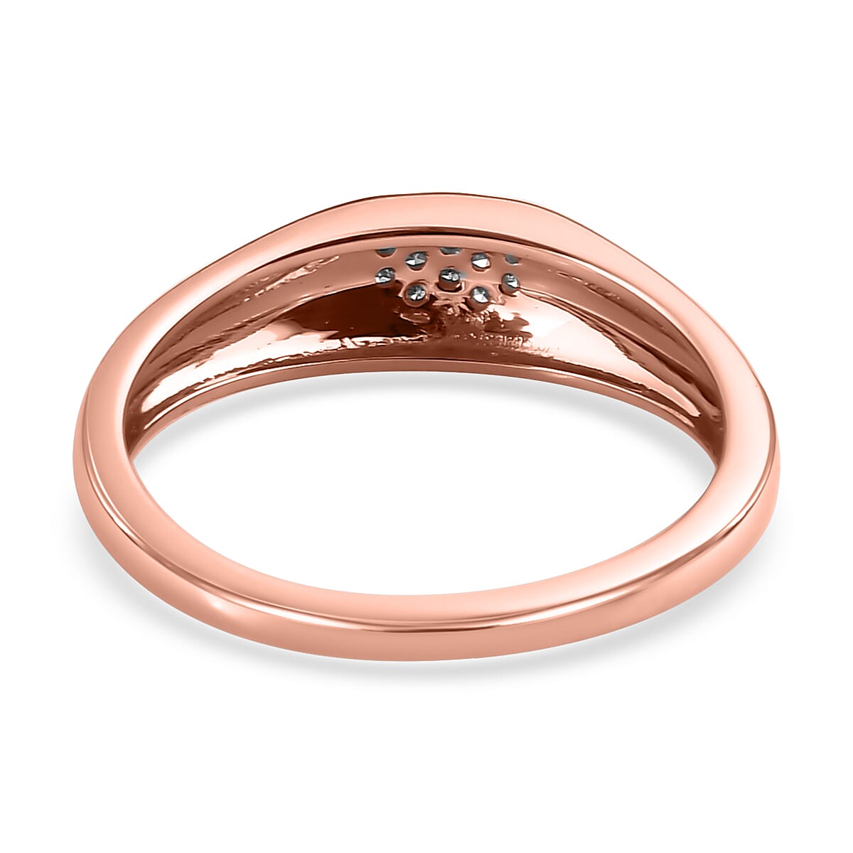9K Rose Gold Pink Diamond (I3) Heart Band Ring 0.06 Ct