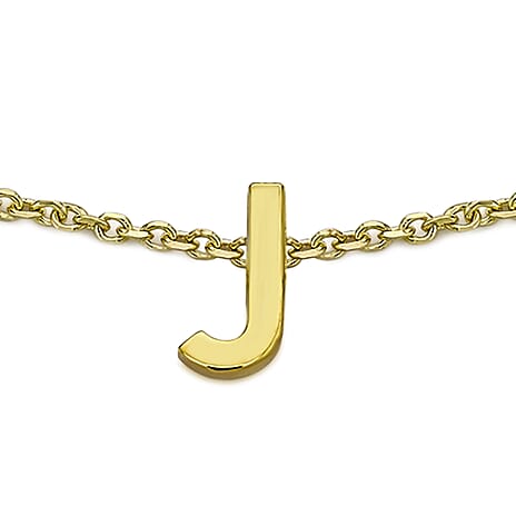 9K Yellow Gold 2.5mm X 5mm 'J' Initial Adjustable Bracelet 6 to 7.2 Inch