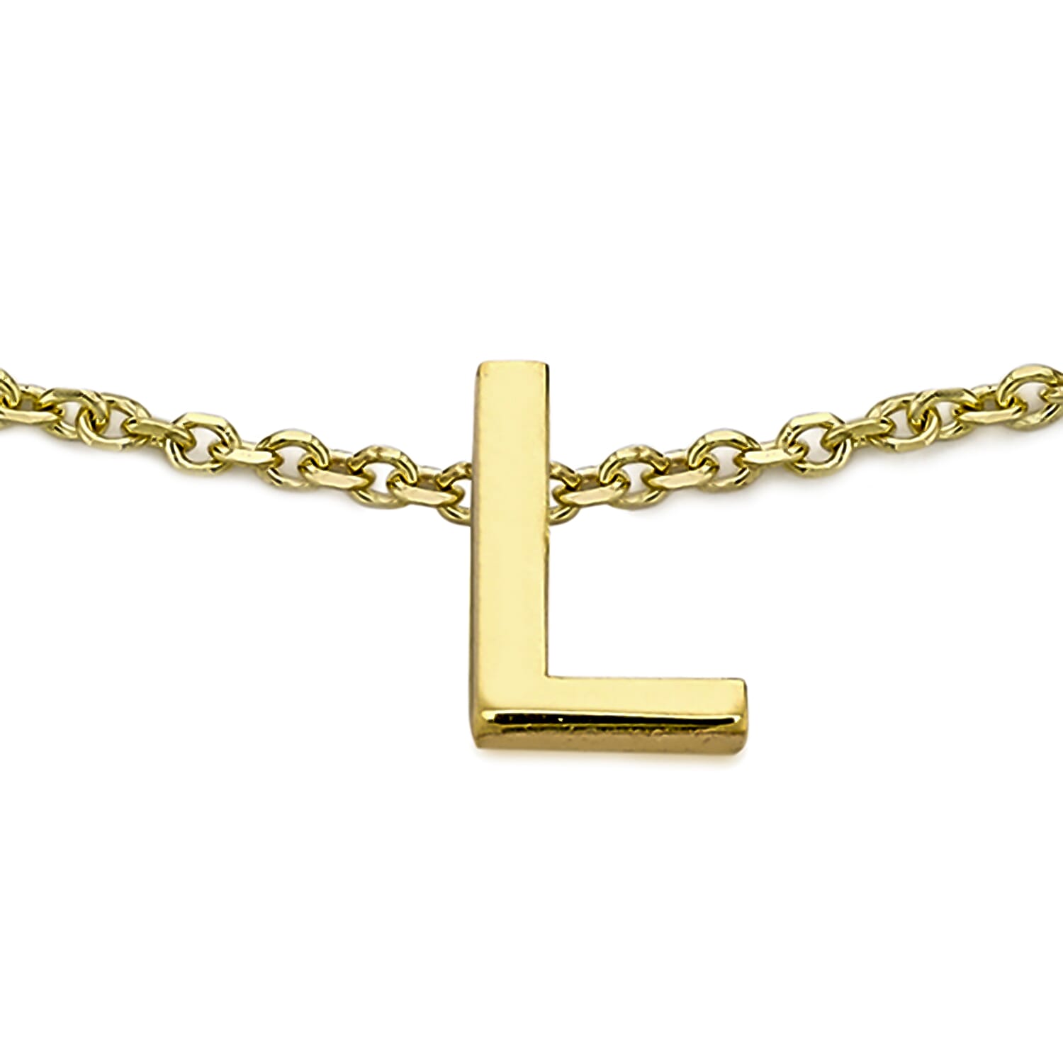 9K Yellow Gold 3.5mm X 5mm 'L' Initial Adjustable Bracelet 6 to 7.2 Inch