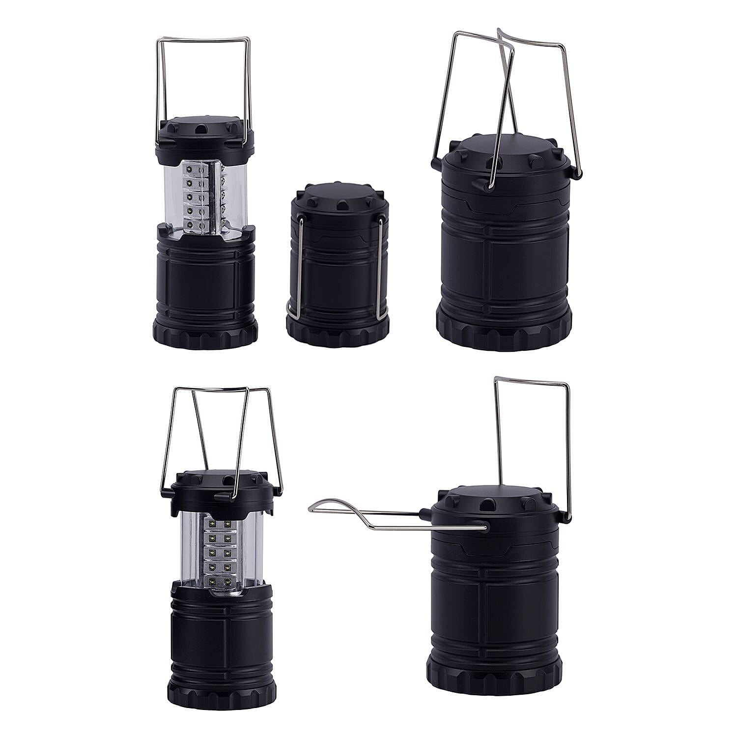 Set of 2 LED Camping Latern (Size 12x8 Cm) - Black