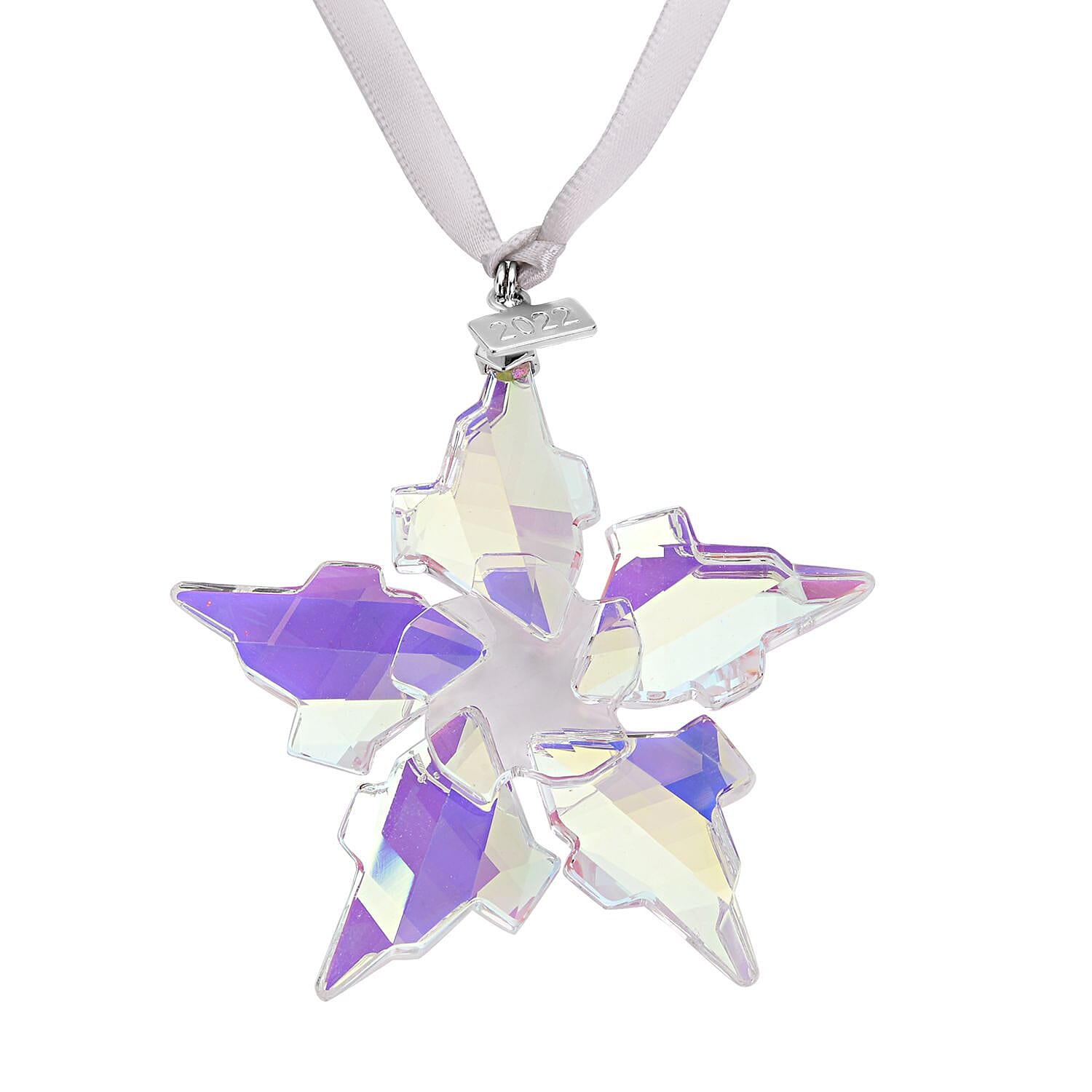 Simulated White Mystic Topaz Snowflake Charm
