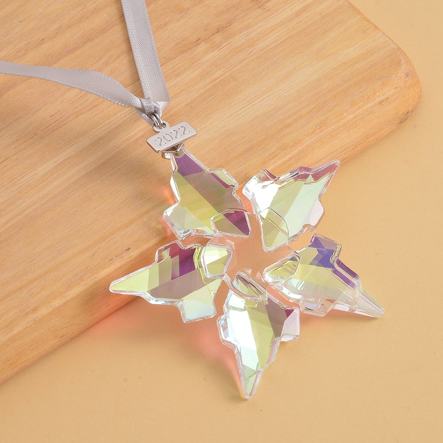 Simulated White Mystic Topaz Snowflake Charm