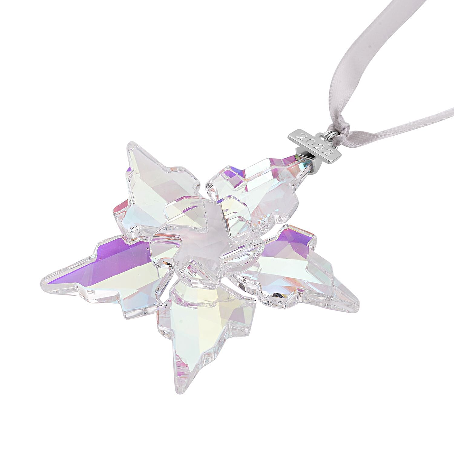 Simulated White Mystic Topaz Snowflake Charm
