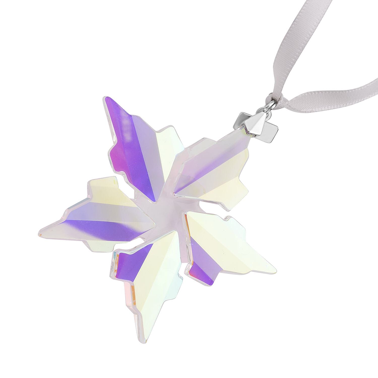 Simulated White Mystic Topaz Snowflake Charm
