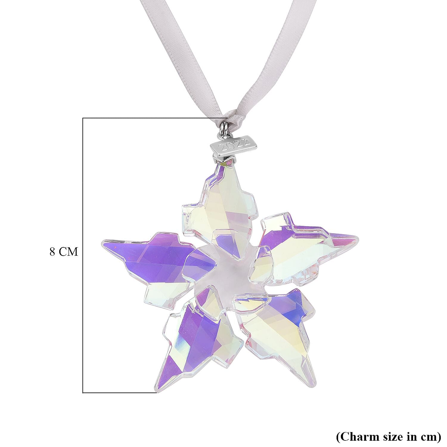 Simulated White Mystic Topaz Snowflake Charm