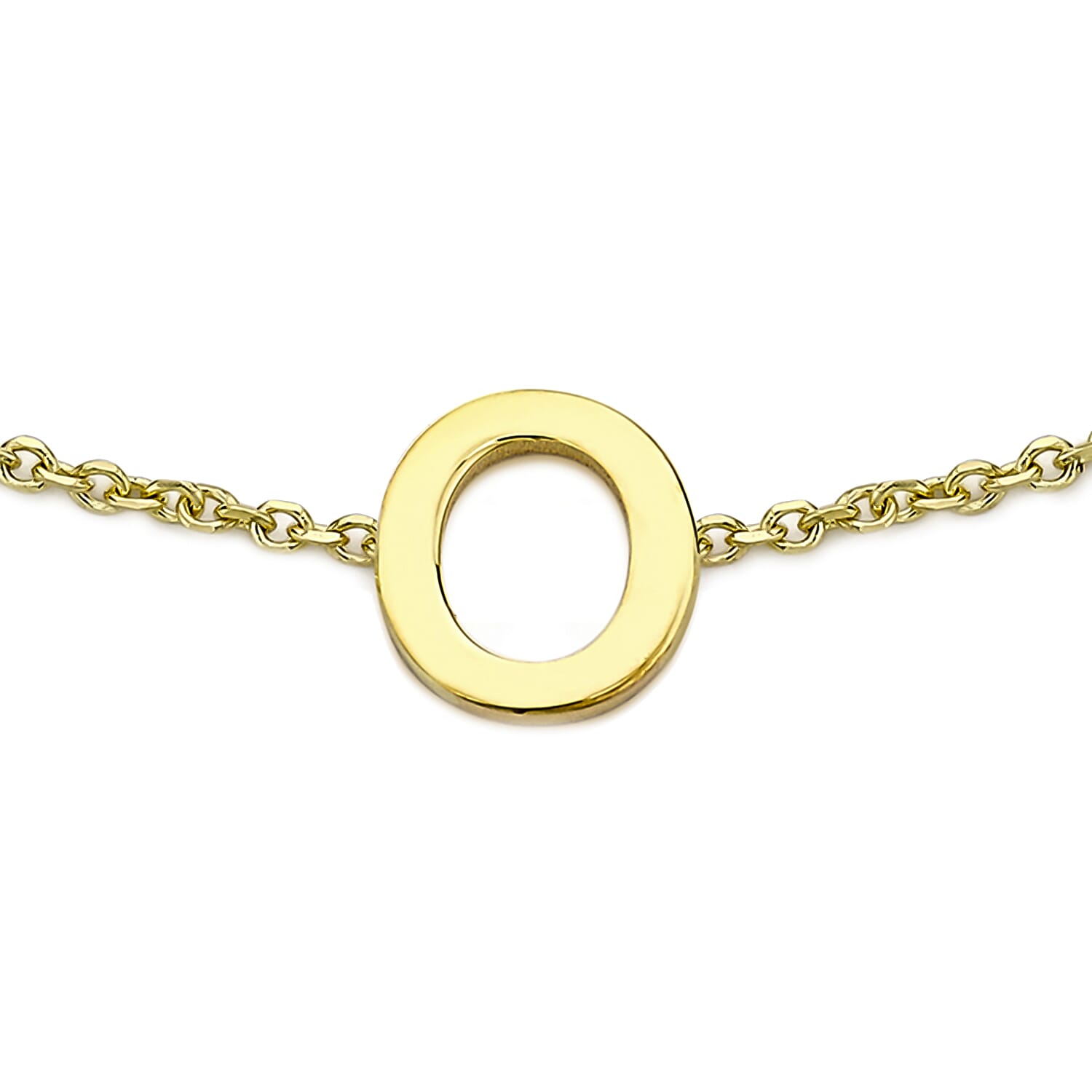 9K Yellow Gold 4.5mm X 5mm 'O' Initial Adjustable Bracelet 6 to 7.2 Inch