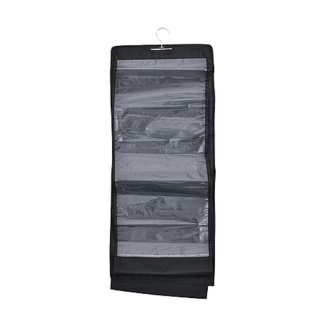 Set of 2 Anti Dust 6 Pocket Two-Sided Multi-Purpose Organiser (Size 85x34 Cm) - Black