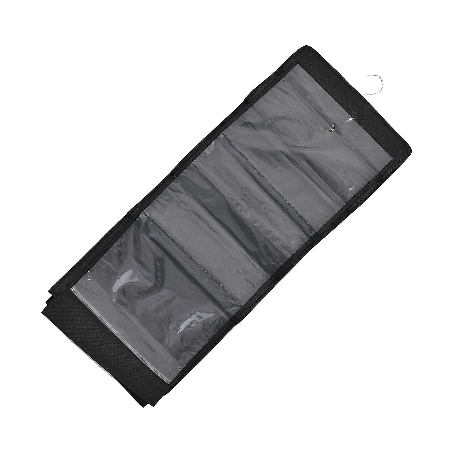 Set of 2 Anti Dust 6 Pocket Two-Sided Multi-Purpose Organiser (Size 85x34 Cm) - Black