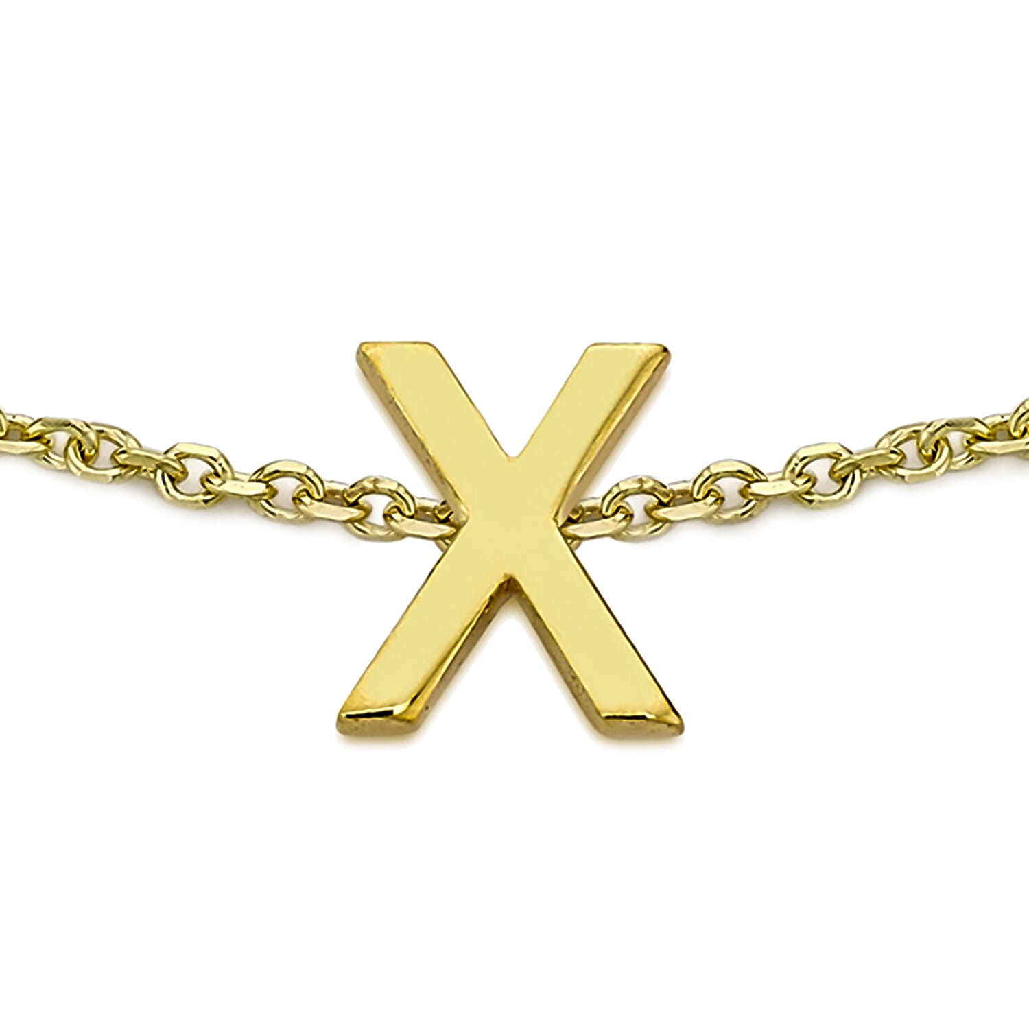 9K Yellow Gold 4mm X 5mm 'X' Initial Adjustable Bracelet 6 to 7.2 Inch