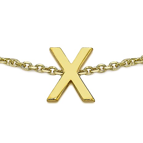 9K Yellow Gold 4mm X 5mm 'X' Initial Adjustable Bracelet 6 to 7.2 Inch
