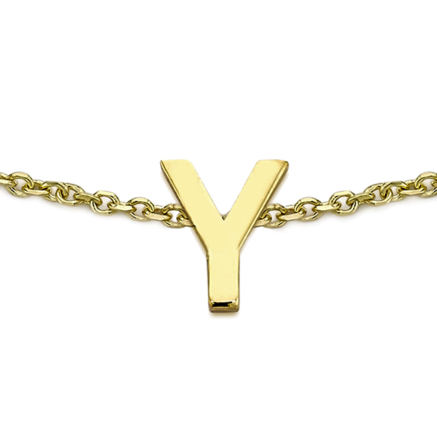 9K Yellow Gold 4.5mm X 4.5mm 'Y' Initial Adjustable Bracelet 6 to 7.2 Inch