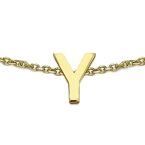 9K Yellow Gold 4.5mm X 4.5mm 'Y' Initial Adjustable Bracelet 6 to 7.2 Inch