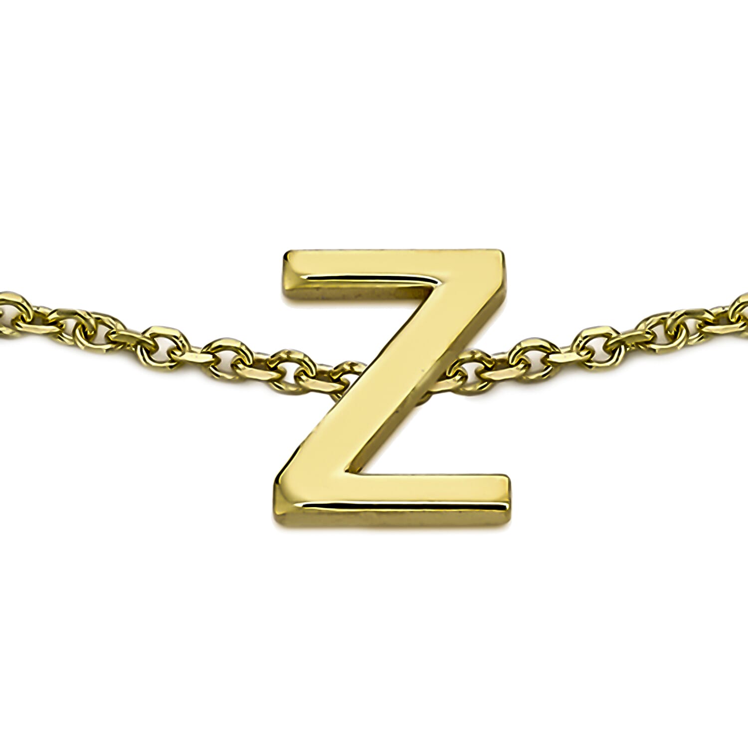9K Yellow Gold 4mm X 5mm 'Z' Initial Adjustable Bracelet 6 to 7.2 Inch