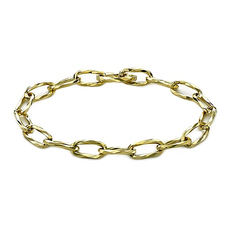 9K Yellow Gold 6.5mm Diamond Cut Hidden Clasp Belcher Chain Bracelet 7.5 Inch