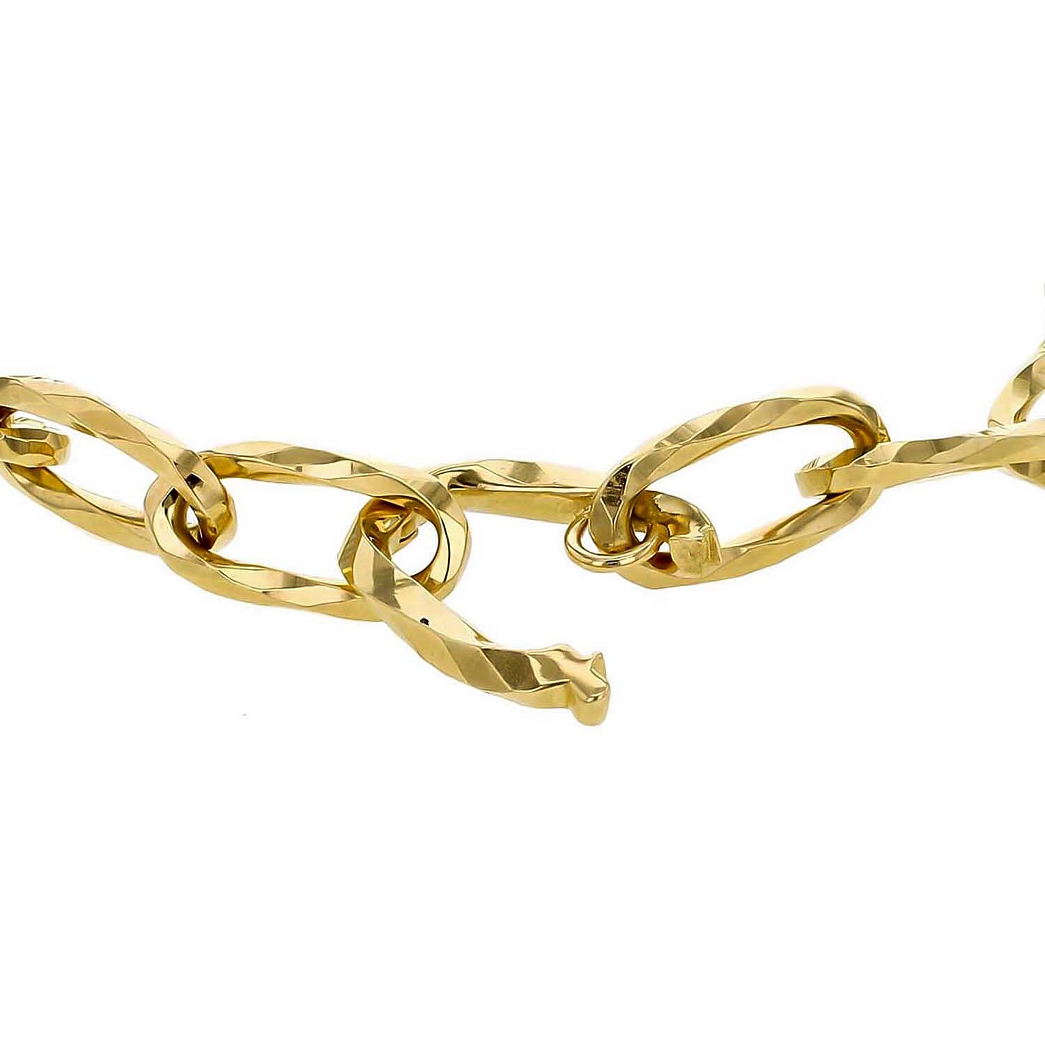 9K Yellow Gold 6.5mm Diamond Cut Hidden Clasp Belcher Chain Bracelet 7.5 Inch