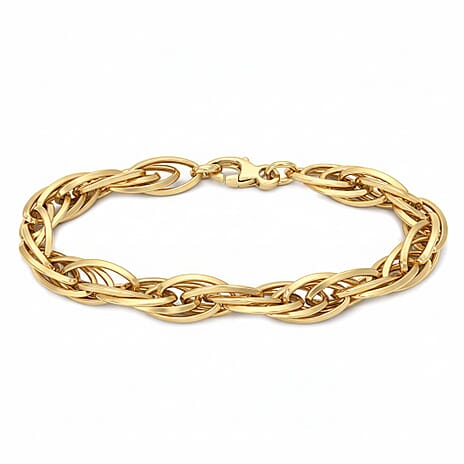 9K Yellow Gold Twisted Oval Link Bracelet 7.5 Inch