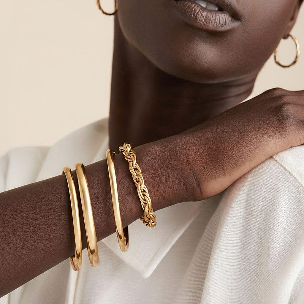 9K Yellow Gold Twisted Oval Link Bracelet 7.5 Inch