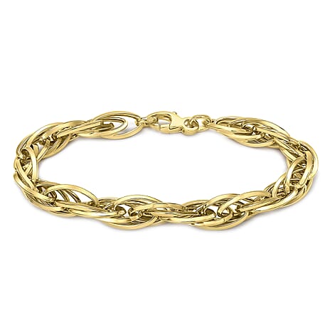 9K Yellow Gold Twisted Oval Link Bracelet 7.5 Inch