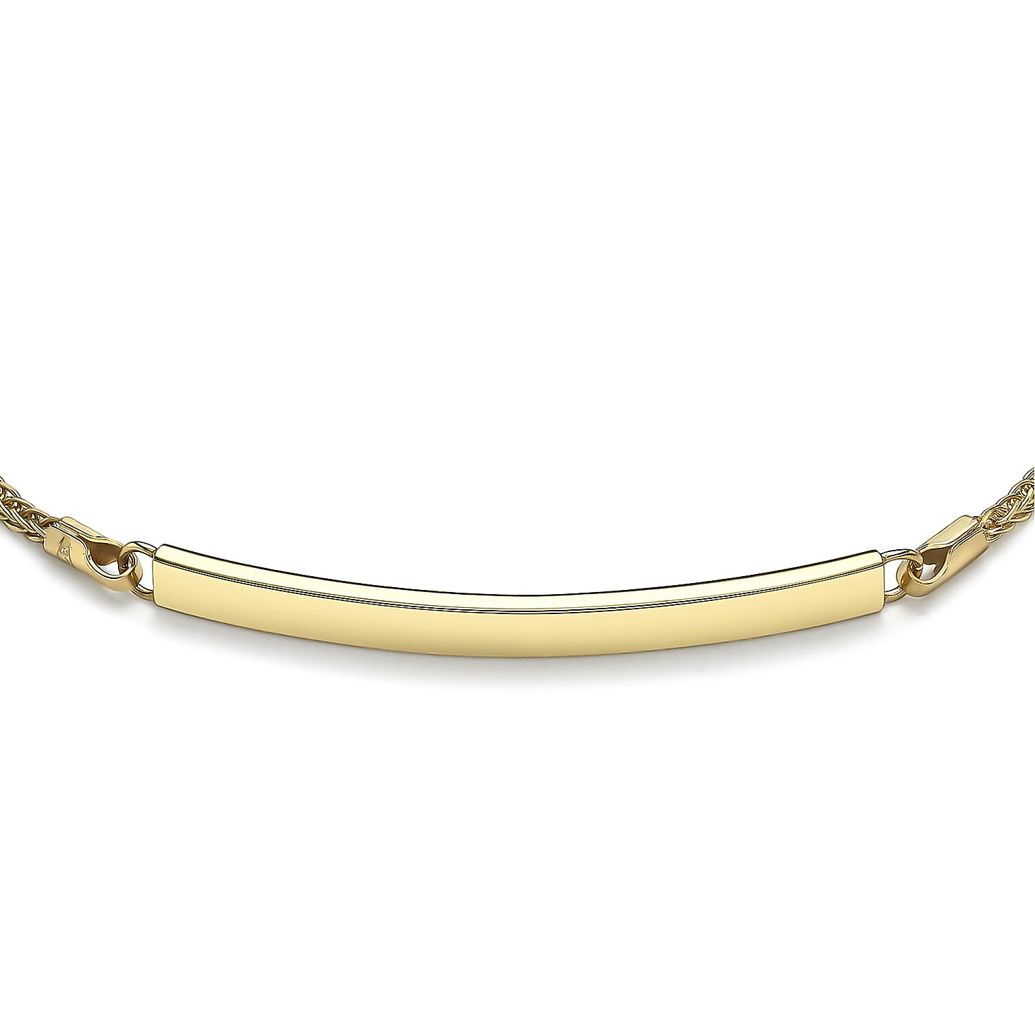 9K Yellow Gold 3mm X 34.5mm Spiga Chain Adjustable Slider Id Bracelet 9.5 Inch