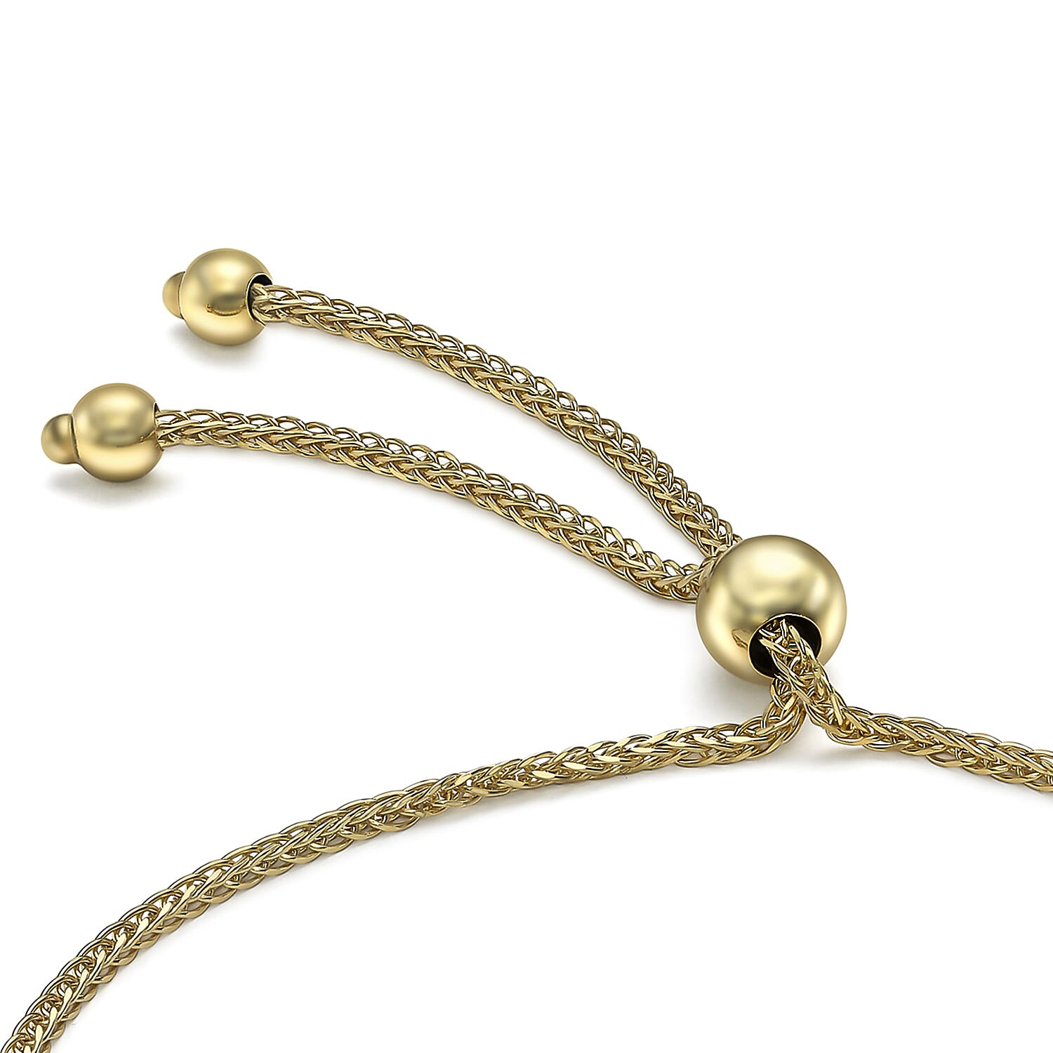 9K Yellow Gold 3mm X 34.5mm Spiga Chain Adjustable Slider Id Bracelet 9.5 Inch