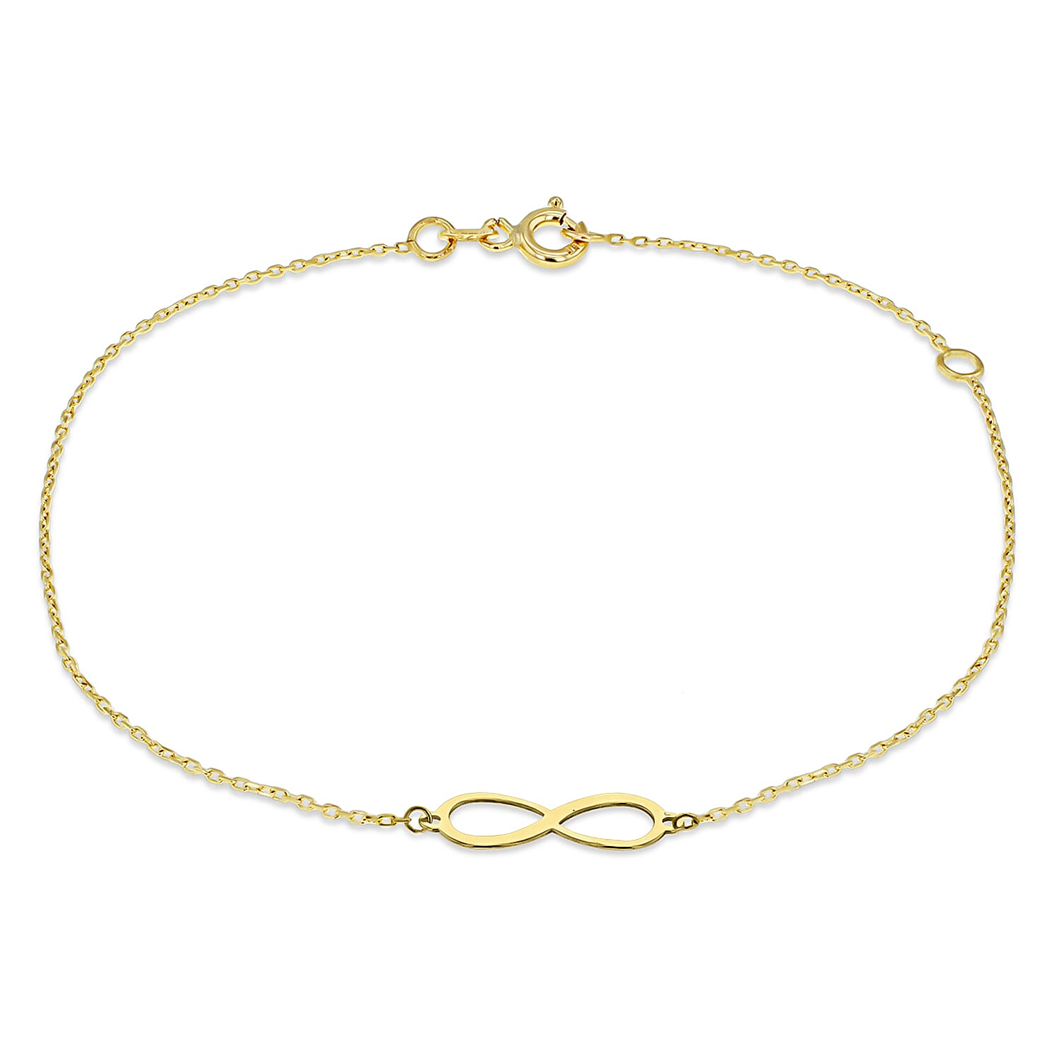 9K Yellow Gold 15.5mm X 5mm 'Infinity' Adjustable Bracelet 6.2 to 7.5 Inch