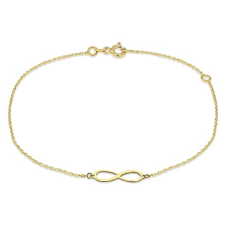 9K Yellow Gold 15.5mm X 5mm 'Infinity' Adjustable Bracelet 6.2 to 7.5 Inch