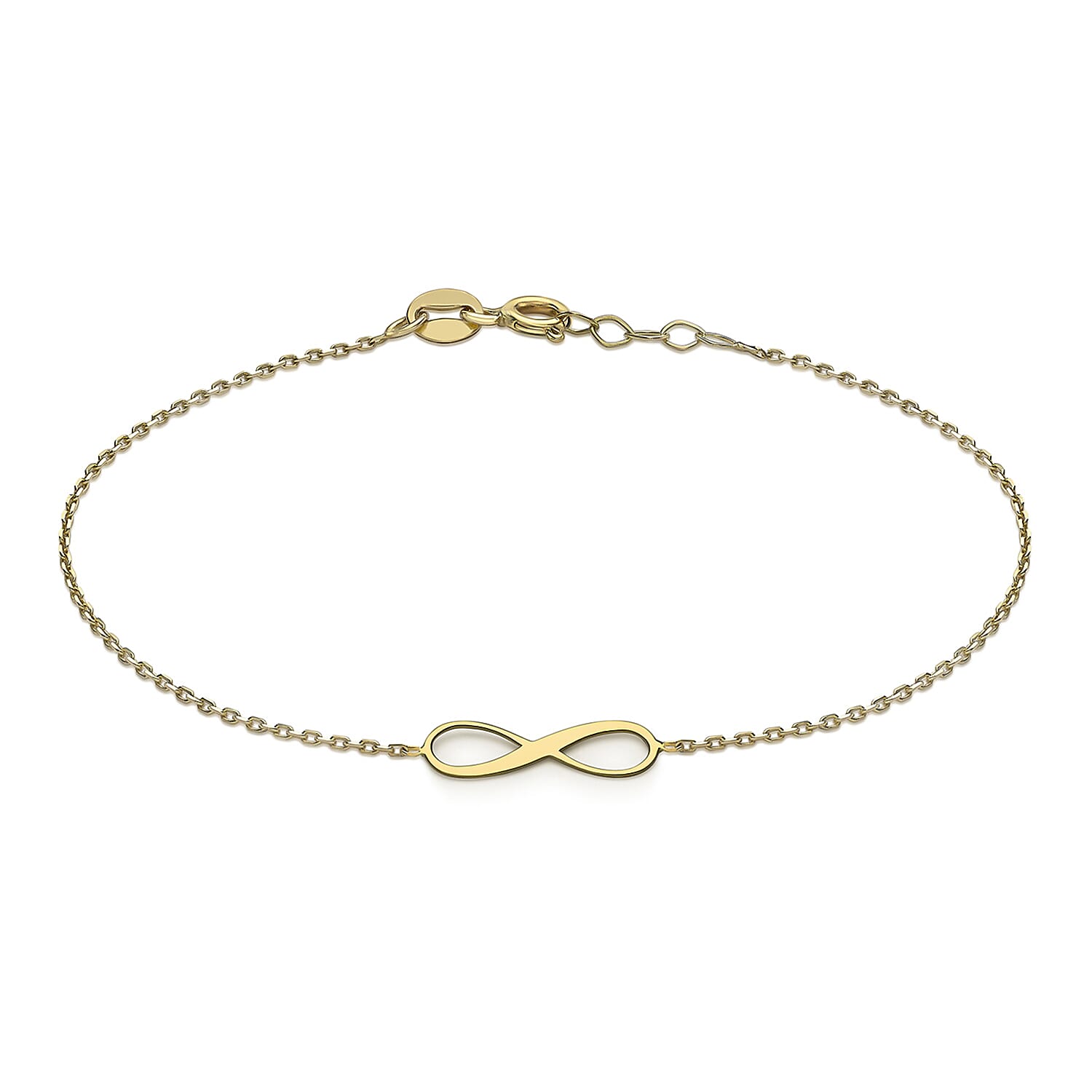 9K Yellow Gold 15.5mm X 5mm 'Infinity' Adjustable Bracelet 7 to 7.5 Inch