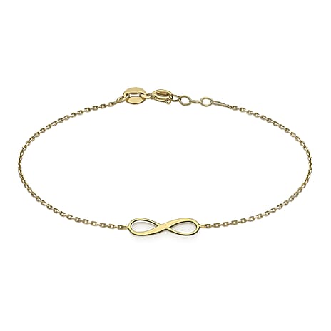 9K Yellow Gold 15.5mm X 5mm 'Infinity' Adjustable Bracelet 7 to 7.5 Inch